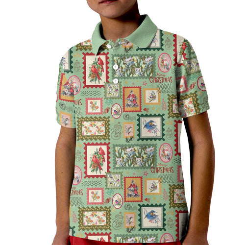 Aussie Birds Christmas La La Land Kid Polo Shirt Green Vintage Stamp Edition - Aussie Hoodie