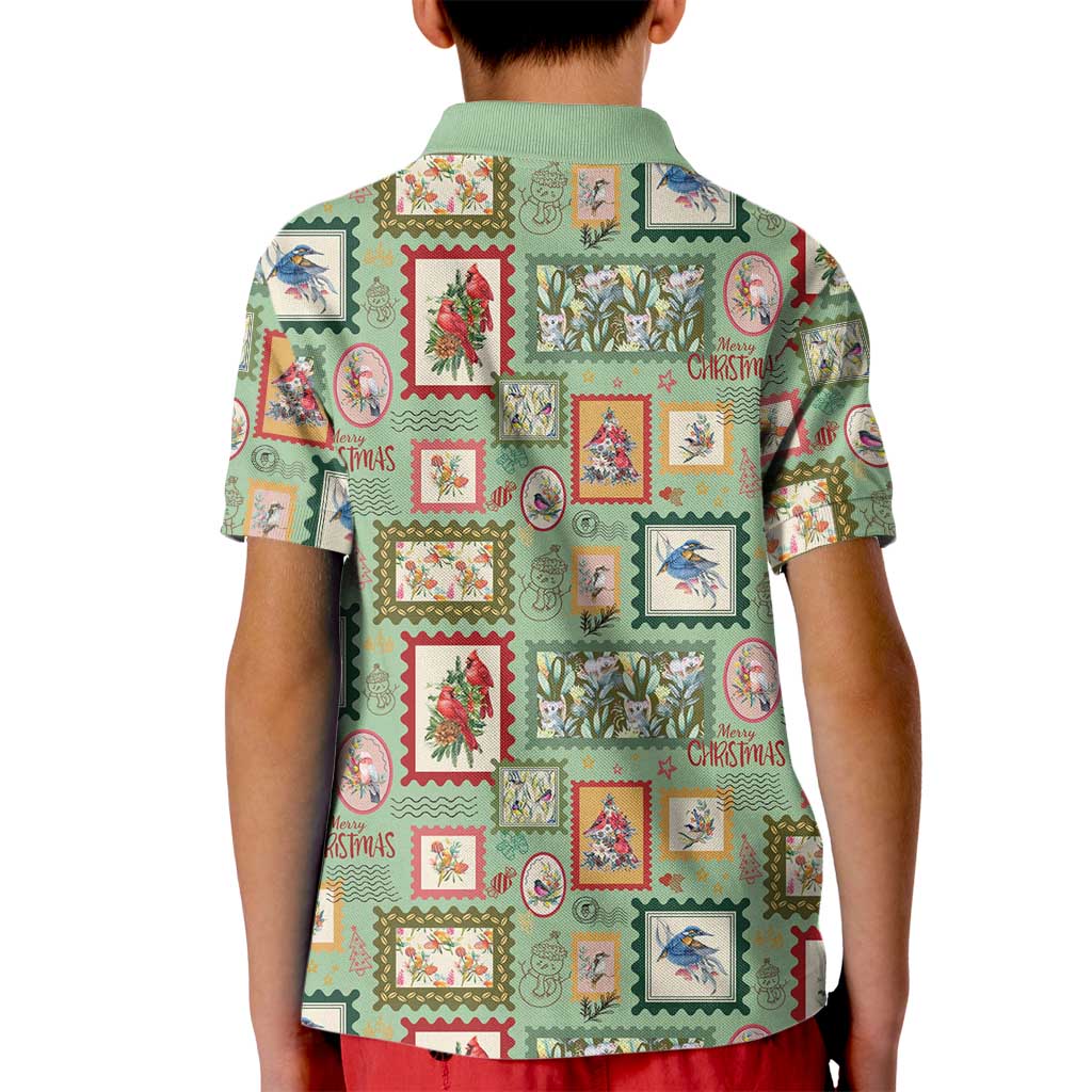 Aussie Birds Christmas La La Land Kid Polo Shirt Green Vintage Stamp Edition - Aussie Hoodie