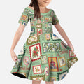 Aussie Birds Christmas La La Land Kid Short Sleeve Dress Green Vintage Stamp Edition - Aussie Hoodie