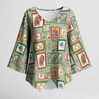 Aussie Birds Christmas La La Land Kimono Sleeve Blouse Green Vintage Stamp Edition - Aussie Hoodie
