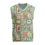 Aussie Birds Christmas La La Land Christmas Knitted V-Neck Vest Green Vintage Stamp Edition - Aussie Hoodie