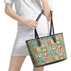 Aussie Birds Christmas La La Land Leather Tote Bag Green Vintage Stamp Edition - Aussie Hoodie