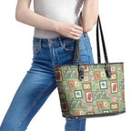 Aussie Birds Christmas La La Land Leather Tote Bag Green Vintage Stamp Edition - Aussie Hoodie