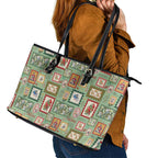 Aussie Birds Christmas La La Land Leather Tote Bag Green Vintage Stamp Edition - Aussie Hoodie