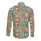 Aussie Birds Christmas La La Land Long Sleeve Button Shirt Green Vintage Stamp Edition - Aussie Hoodie