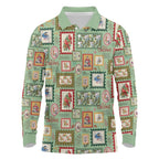 Aussie Birds Christmas La La Land Long Sleeve Polo Shirt Green Vintage Stamp Edition - Aussie Hoodie