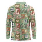 Aussie Birds Christmas La La Land Long Sleeve Polo Shirt Green Vintage Stamp Edition - Aussie Hoodie