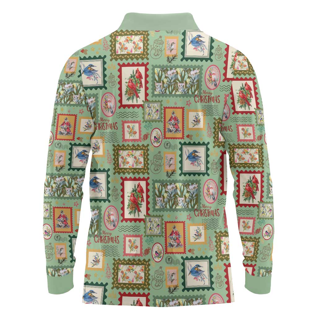 Aussie Birds Christmas La La Land Long Sleeve Polo Shirt Green Vintage Stamp Edition - Aussie Hoodie