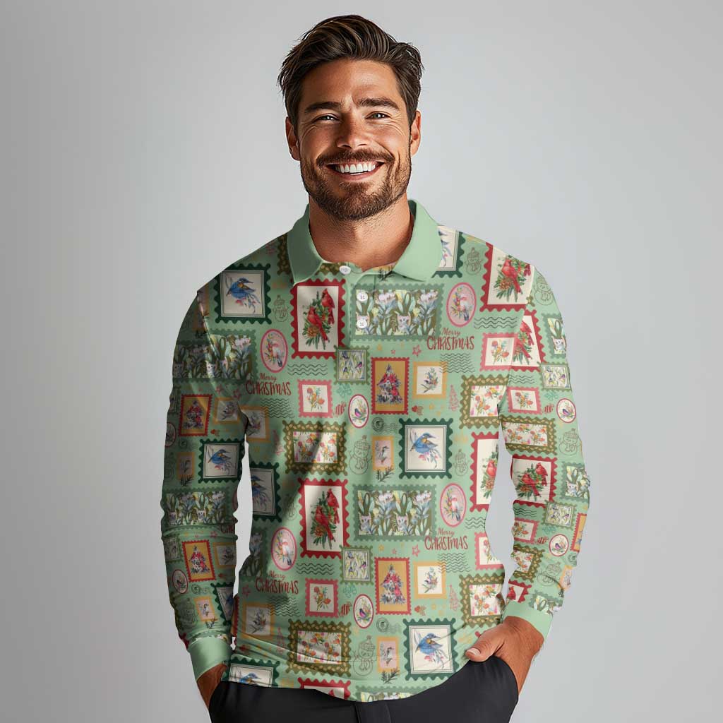 Aussie Birds Christmas La La Land Long Sleeve Polo Shirt Green Vintage Stamp Edition - Aussie Hoodie
