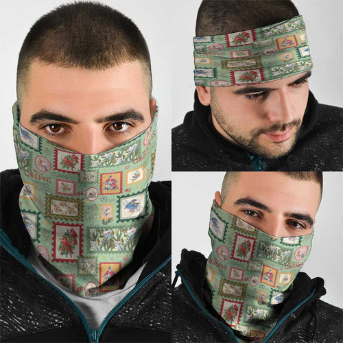 Aussie Birds Christmas La La Land Neck Gaiter Green Vintage Stamp Edition - Aussie Hoodie