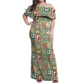 Aussie Birds Christmas La La Land Off Shoulder Maxi Dress Green Vintage Stamp Edition - Aussie Hoodie