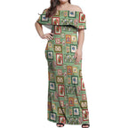 Aussie Birds Christmas La La Land Off Shoulder Maxi Dress Green Vintage Stamp Edition - Aussie Hoodie