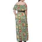 Aussie Birds Christmas La La Land Off Shoulder Maxi Dress Green Vintage Stamp Edition - Aussie Hoodie