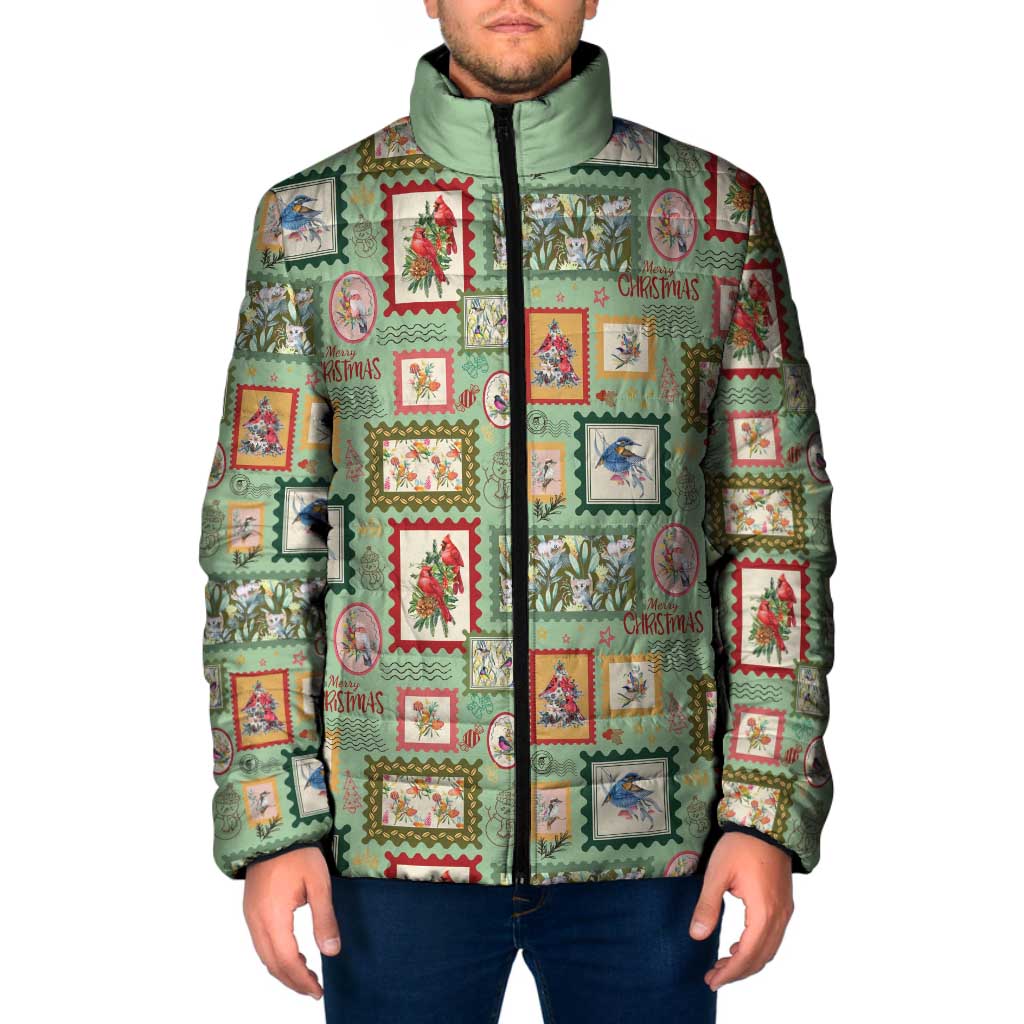 Aussie Birds Christmas La La Land Padded Jacket Green Vintage Stamp Edition - Aussie Hoodie