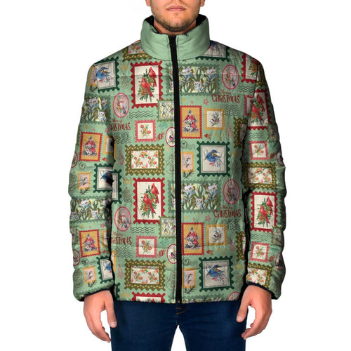 Aussie Birds Christmas La La Land Padded Jacket Green Vintage Stamp Edition - Aussie Hoodie