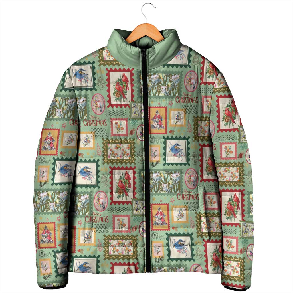 Aussie Birds Christmas La La Land Padded Jacket Green Vintage Stamp Edition - Aussie Hoodie