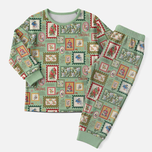 Aussie Birds Christmas La La Land Christmas Pajama Set Green Vintage Stamp Edition - Aussie Hoodie