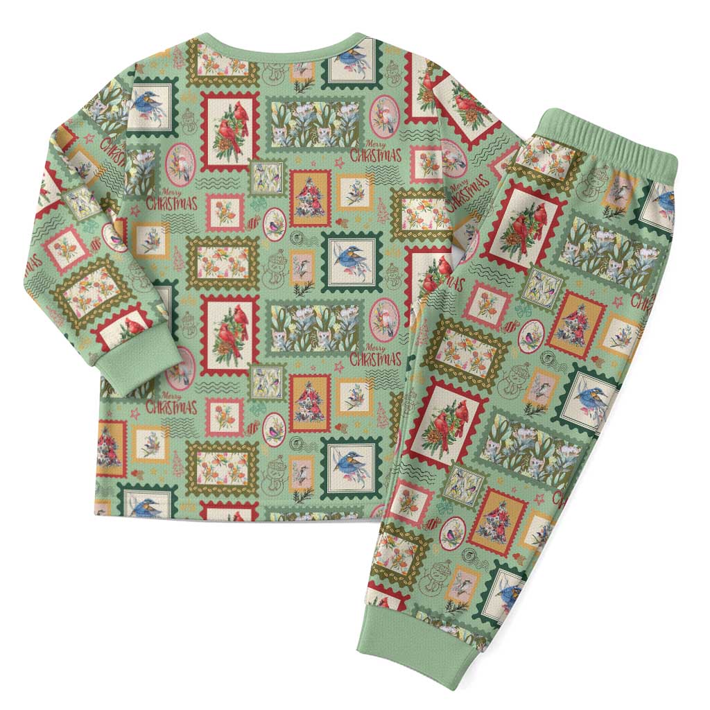 Aussie Birds Christmas La La Land Christmas Pajama Set Green Vintage Stamp Edition - Aussie Hoodie