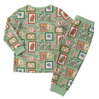 Aussie Birds Christmas La La Land Christmas Pajama Set Green Vintage Stamp Edition - Aussie Hoodie