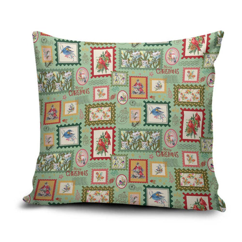 Aussie Birds Christmas La La Land Pillow Cover Green Vintage Stamp Edition - Aussie Hoodie
