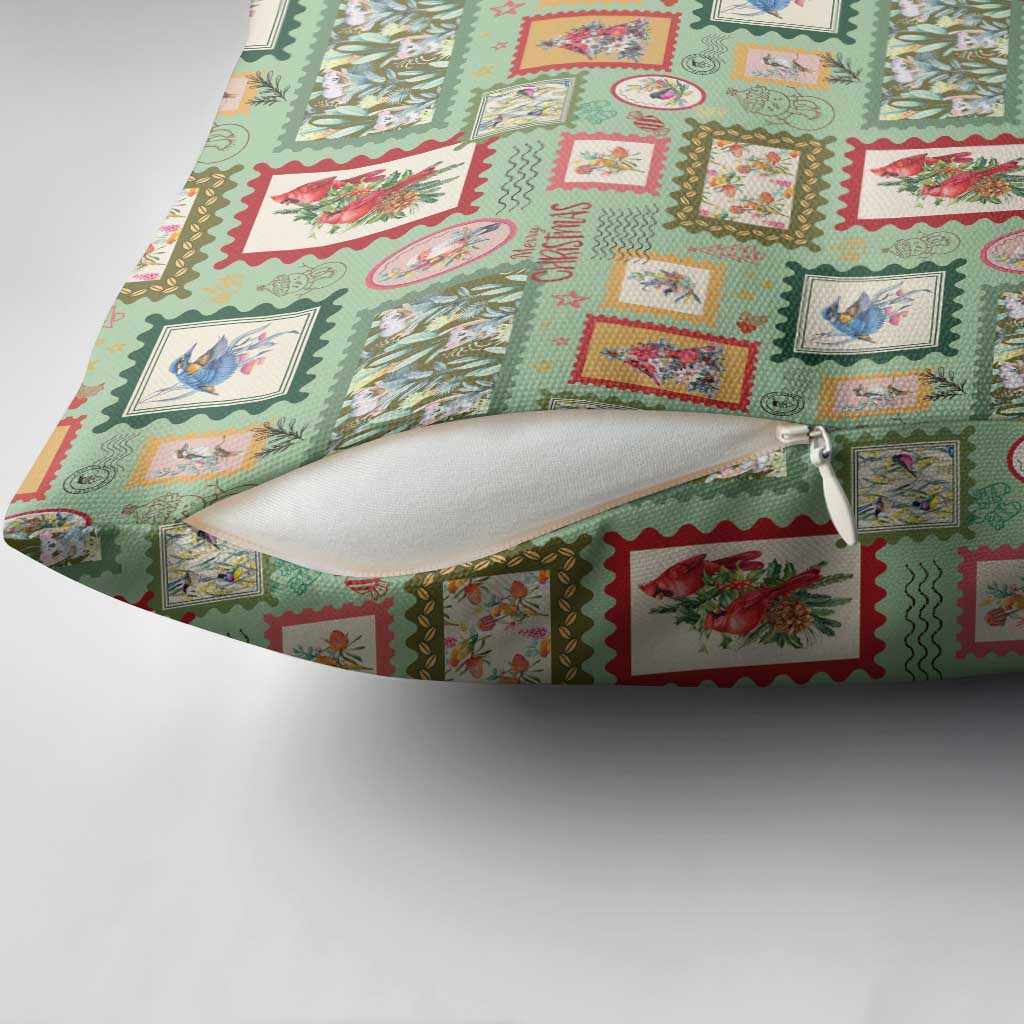 Aussie Birds Christmas La La Land Pillow Cover Green Vintage Stamp Edition - Aussie Hoodie