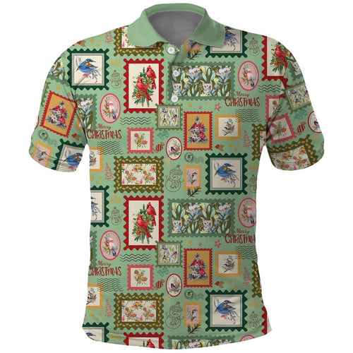 Aussie Birds Christmas La La Land Polo Shirt Green Vintage Stamp Edition - Aussie Hoodie
