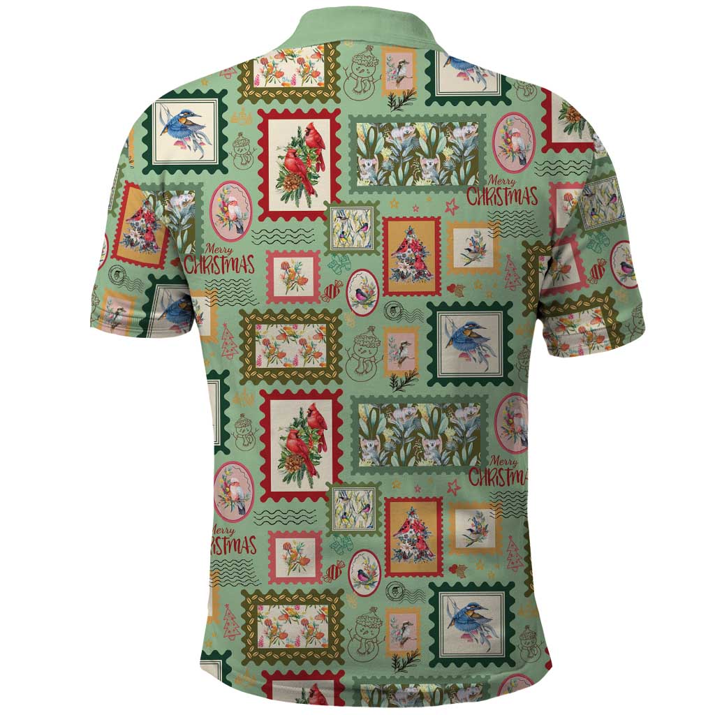 Aussie Birds Christmas La La Land Polo Shirt Green Vintage Stamp Edition - Aussie Hoodie