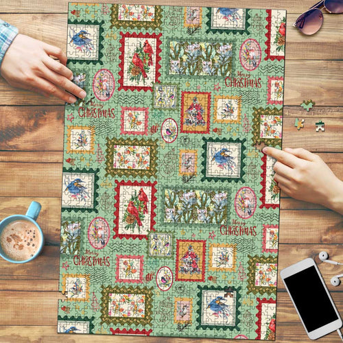 Aussie Birds Christmas La La Land Puzzle Green Vintage Stamp Edition - Aussie Hoodie