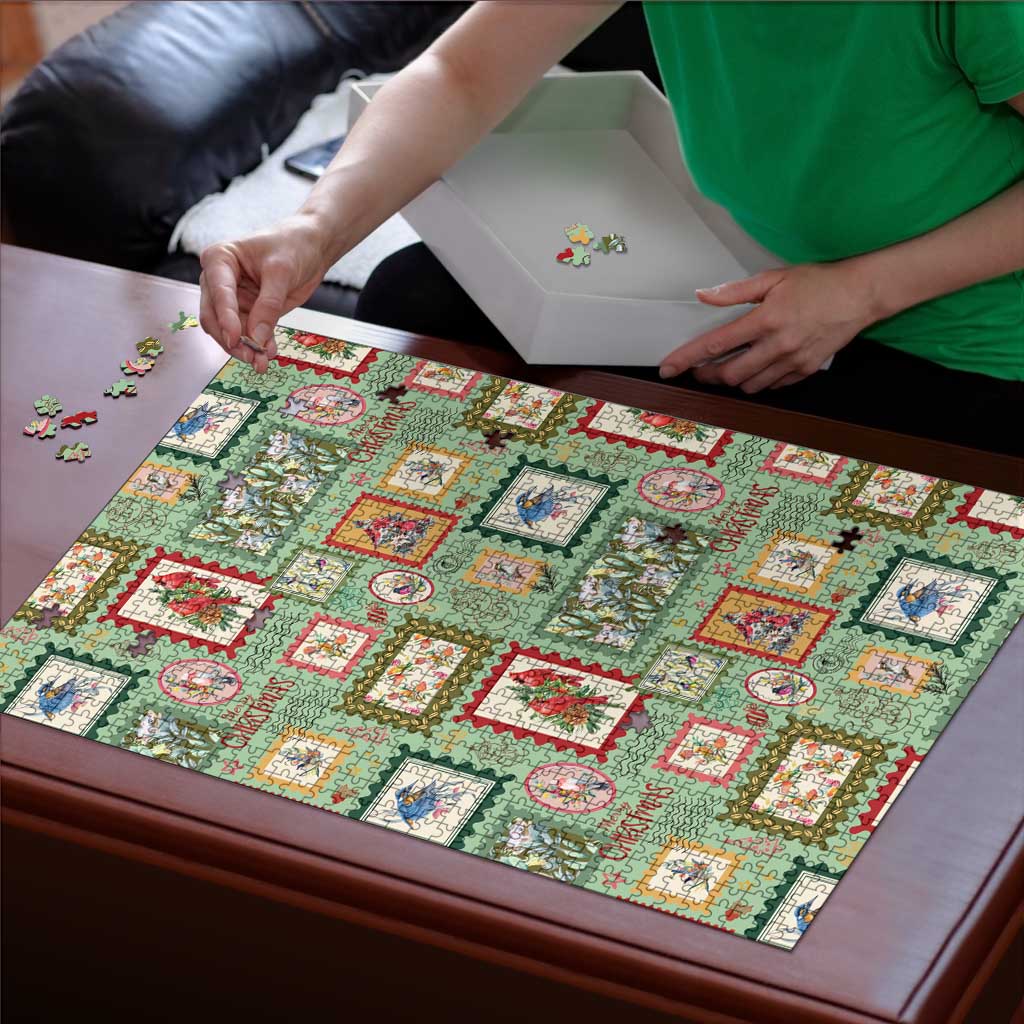 Aussie Birds Christmas La La Land Puzzle Green Vintage Stamp Edition - Aussie Hoodie