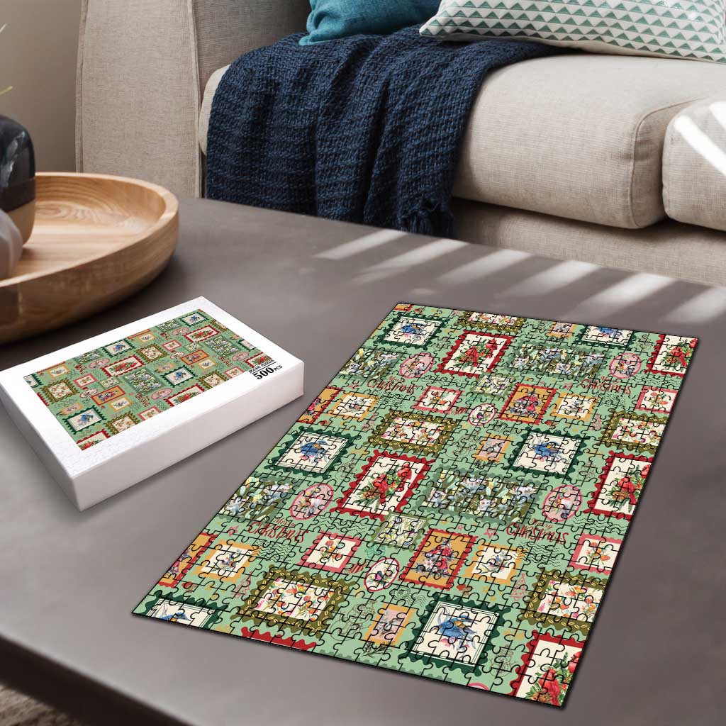 Aussie Birds Christmas La La Land Puzzle Green Vintage Stamp Edition - Aussie Hoodie