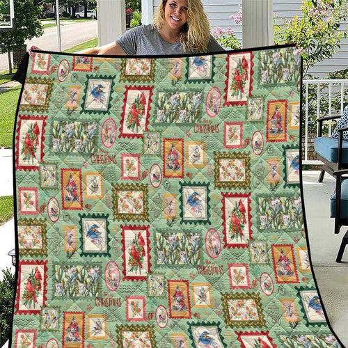 Aussie Birds Christmas La La Land Quilt Green Vintage Stamp Edition - Aussie Hoodie