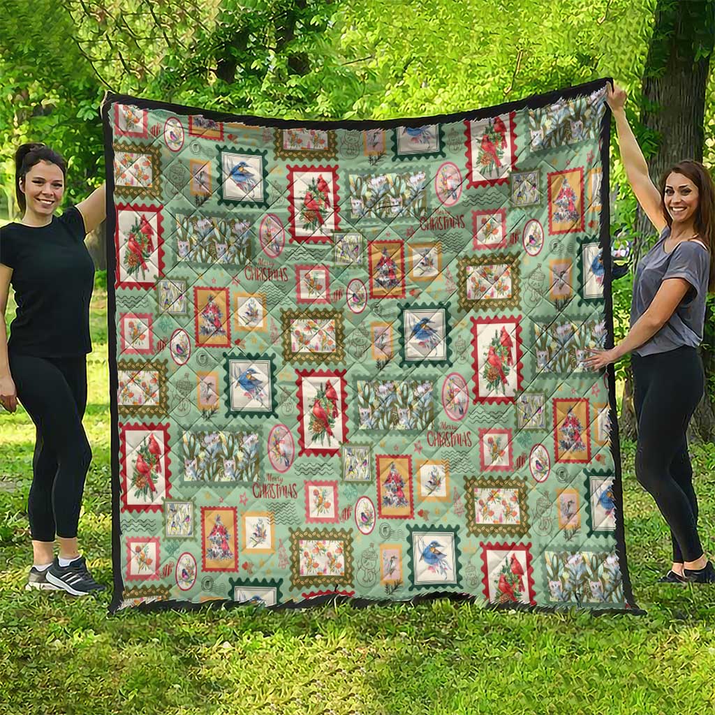 Aussie Birds Christmas La La Land Quilt Green Vintage Stamp Edition - Aussie Hoodie