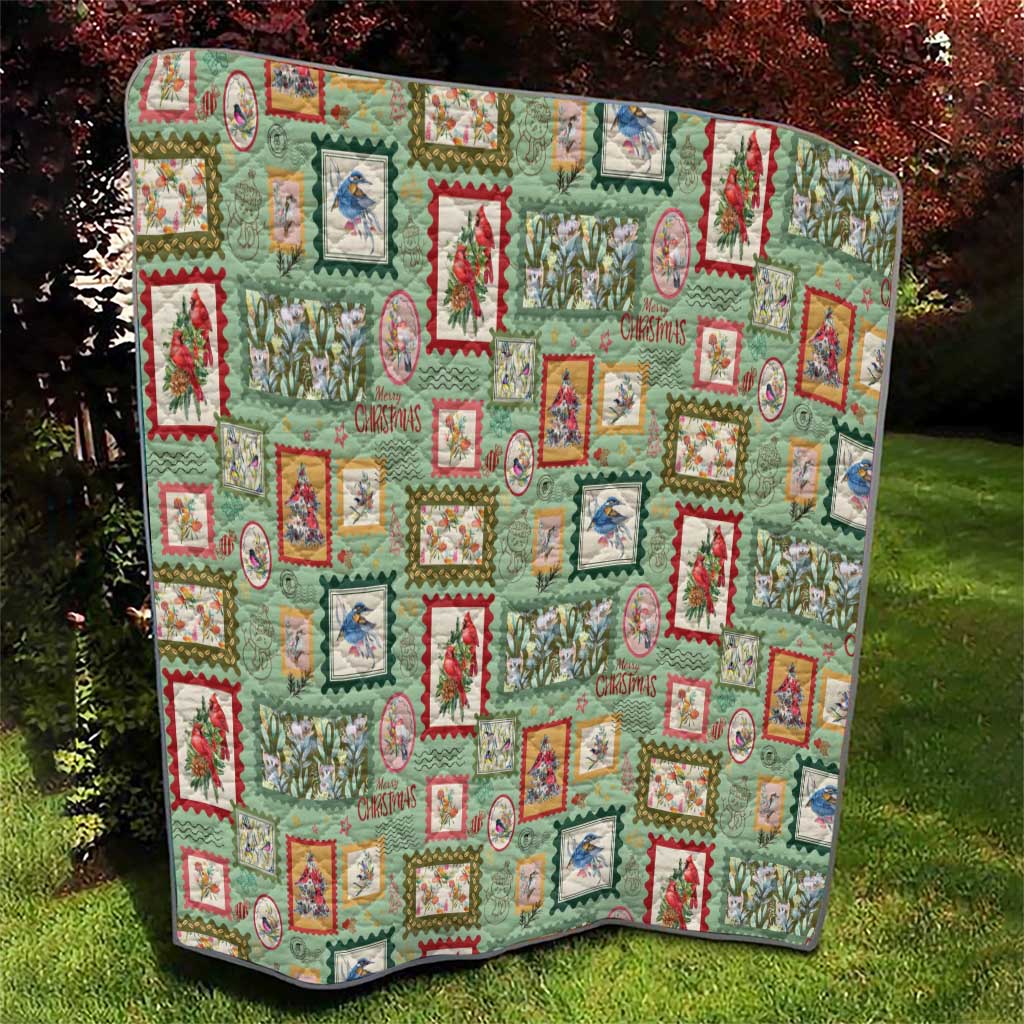 Aussie Birds Christmas La La Land Quilt Green Vintage Stamp Edition - Aussie Hoodie