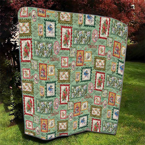 Aussie Birds Christmas La La Land Quilt Green Vintage Stamp Edition - Aussie Hoodie