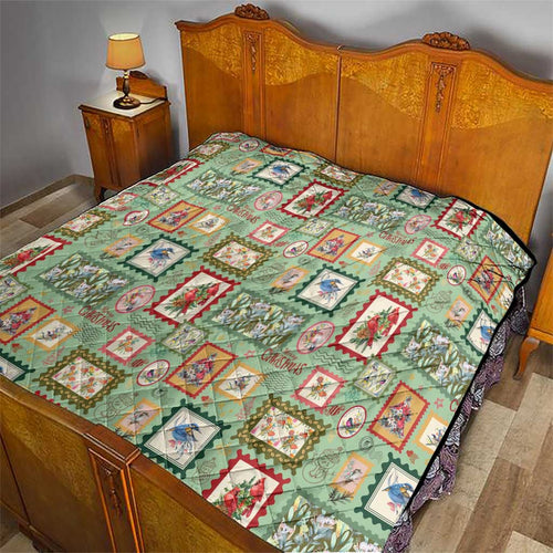 Aussie Birds Christmas La La Land Quilt Green Vintage Stamp Edition - Aussie Hoodie