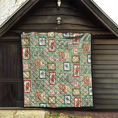 Aussie Birds Christmas La La Land Quilt Green Vintage Stamp Edition - Aussie Hoodie