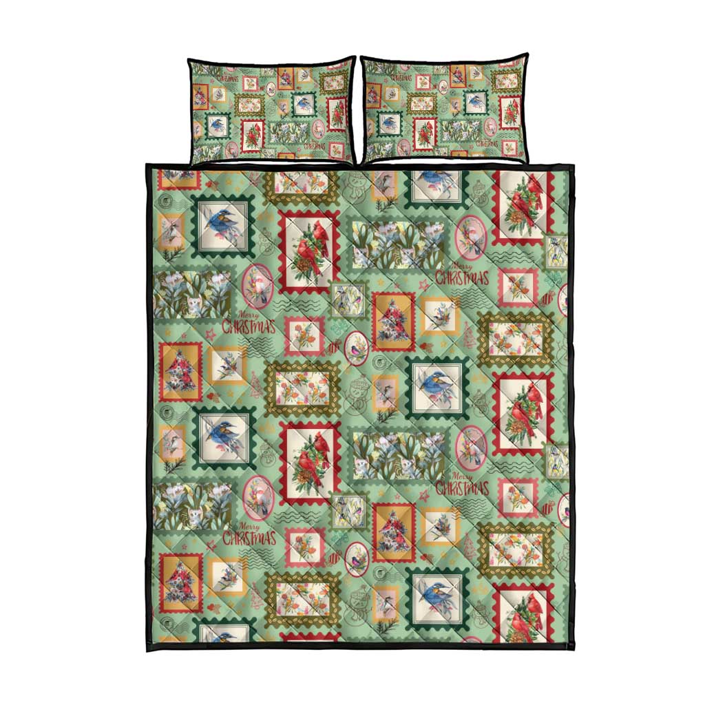 Aussie Birds Christmas La La Land Quilt Bed Set Green Vintage Stamp Edition - Aussie Hoodie