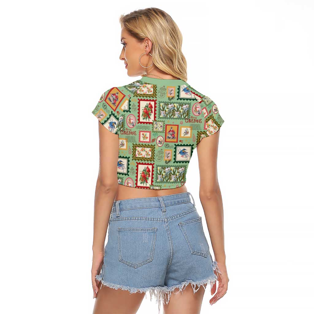 Aussie Birds Christmas La La Land Raglan Cropped T Shirt Green Vintage Stamp Edition - Aussie Hoodie