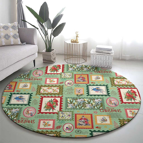 Aussie Birds Christmas La La Land Round Carpet Green Vintage Stamp Edition - Aussie Hoodie