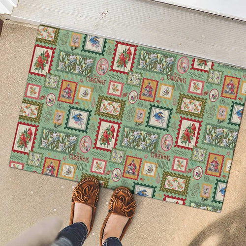 Aussie Birds Christmas La La Land Rubber Doormat Green Vintage Stamp Edition - Aussie Hoodie