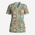 Aussie Birds Christmas La La Land Scrub Top Green Vintage Stamp Edition - Aussie Hoodie