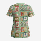 Aussie Birds Christmas La La Land Scrub Top Green Vintage Stamp Edition - Aussie Hoodie