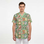 Aussie Birds Christmas La La Land Scrub Top Green Vintage Stamp Edition - Aussie Hoodie