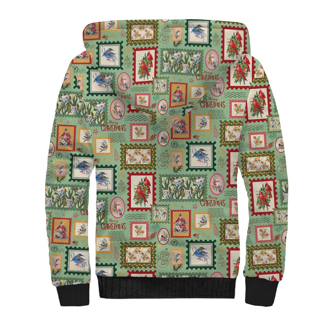 Aussie Birds Christmas La La Land Sherpa Hoodie Green Vintage Stamp Edition - Aussie Hoodie