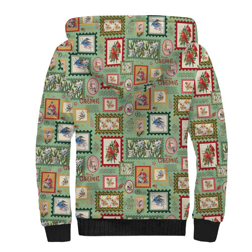 Aussie Birds Christmas La La Land Sherpa Hoodie Green Vintage Stamp Edition - Aussie Hoodie