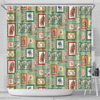 Aussie Birds Christmas La La Land Shower Curtain Green Vintage Stamp Edition - Aussie Hoodie