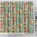 Aussie Birds Christmas La La Land Shower Curtain Green Vintage Stamp Edition - Aussie Hoodie