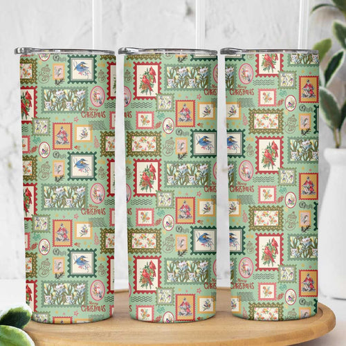 Aussie Birds Christmas La La Land Skinny Tumbler Green Vintage Stamp Edition - Aussie Hoodie