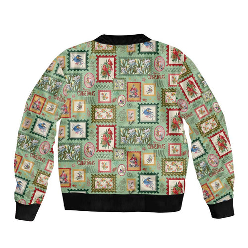 Aussie Birds Christmas La La Land Sleeve Zip Bomber Jacket Green Vintage Stamp Edition - Aussie Hoodie
