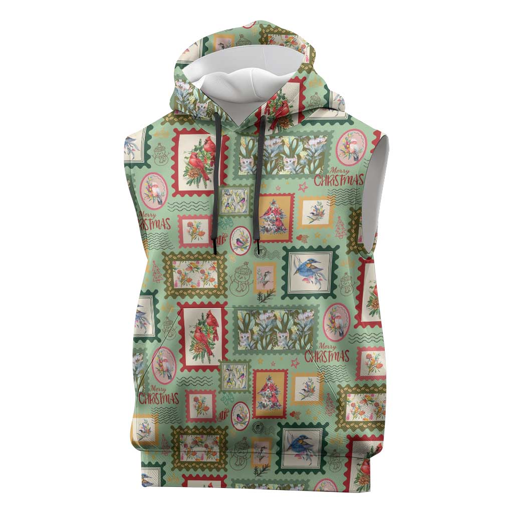 Aussie Birds Christmas La La Land Sleeveless Hoodie Green Vintage Stamp Edition - Aussie Hoodie